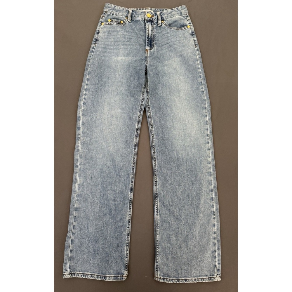 OAT Cloud Luxe Jeans Womens Size 2/26 Blue Wide Leg Stretch High Rise